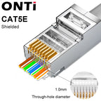 ONTi 10/50/100pcs CAT5E CAT6 CAT7 Plug RJ45 Connector 50U Gold Plated End Pass Through Network Cable Modular 8P8C Connector