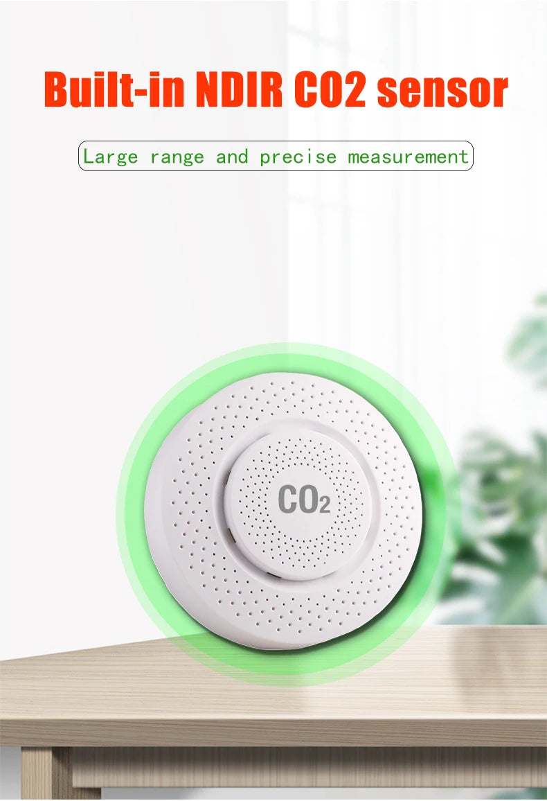 Tuya CO2 Carbon Dioxide Sensor CO2 Detector NDIR High-Precision Measurement Exceeds Standard Alarm Smart Home Linkage Tuya Senso