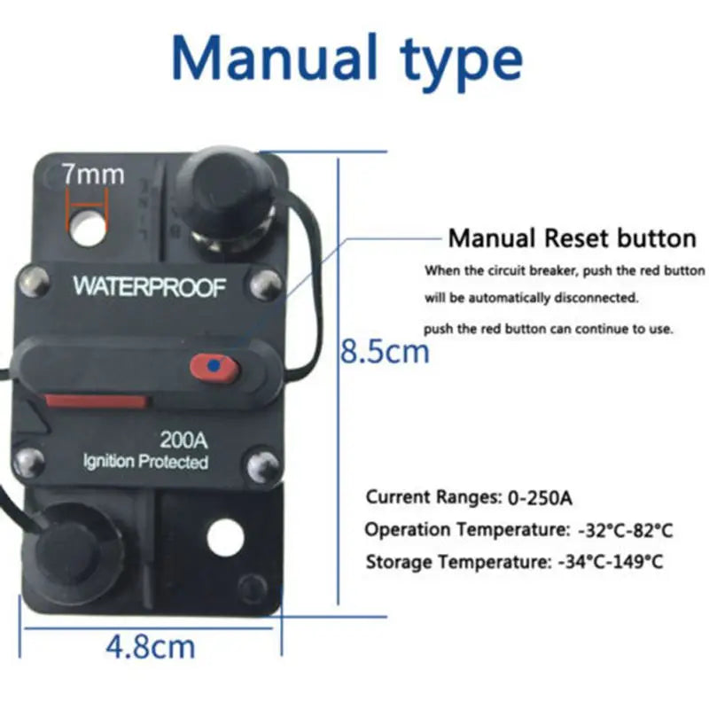 Brand 30A 40A 50A 60A 70A 80A 100A 120A 150A 200A 250A 300A AMP Circuit Breaker Fuse Reset 12-48V DC Car Boat Auto Waterproof