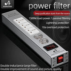 ATAUDIO HIFI Audio Power Filter Noise AC Power Filter Power 1500W 110V-250V  Purifier Surge Protection with EU Universal Outlets