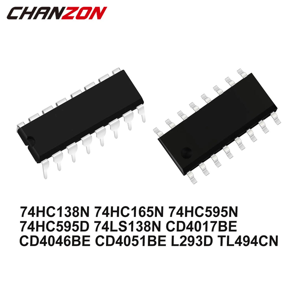 10PCS 74HC138N 74HC165N 74HC595N 74HC595D SOP SOP16 74LS138N CD4017BE CD4046BE CD4051BE L293D TL494CN DIP DIP16 IC New Original