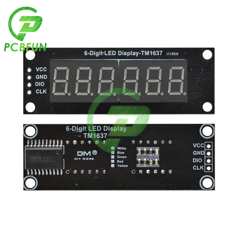 0.36 inch 6-digit LED Display Tube (decimal) 7 Segments Black TM1637 Red/Green/Yellow/Blue/White LED Display Module For Arduino