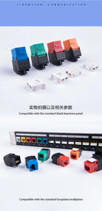 Linkwylan RJ45 Keystone Jack Cat5e Cat6 6A Multi Colors  Toolless UTP To LSA Network Modules Tool-Free Connection