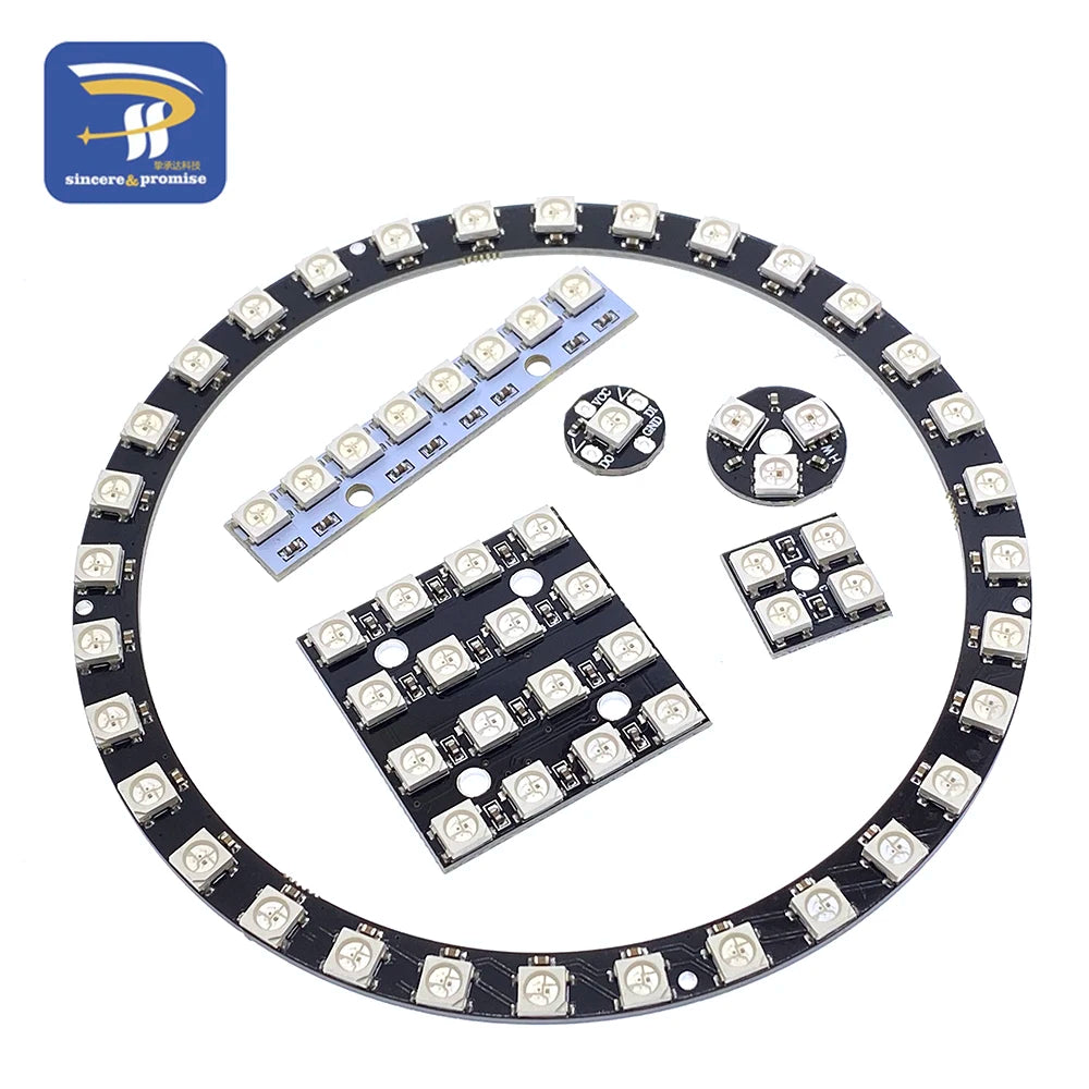 5V 1Bit 3 4Bit 7 8Bit 9 12Bit 16Bit 24Bit 32Bit 64 Bits WS2812 5050 RGB LED Ring Lamp Light + Integrated Drivers For Arduino Diy