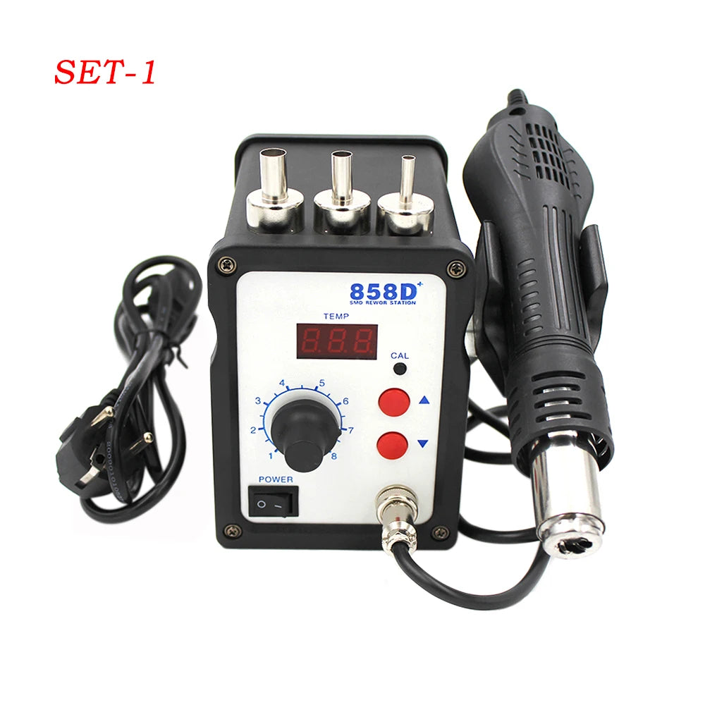 858D Rework Solder Station LED Digital Hot Air Heat Gun ESD Soldering Desoldering Station 700W Computer Phone Ultra-fast Heating