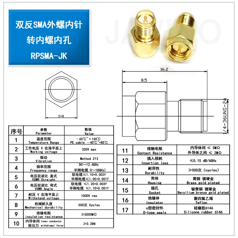 5Pcs Javino Adapter SMA / RP-SMA to SMA / RPSMA Male Plug & Female Jack Straight & Right angle RF Coaxial connector