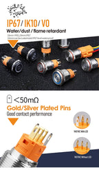 LANBOO LB16A Device Button Switch Chrome Plating/Aluminum Oxide Black/Optional 1NO1NC/5 Pin Latching/Momentary Optional