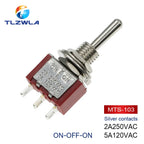 100PCS Toggle Switch SPDT DPDT Rocker Switch MTS 5A 6A 125V Self-Reset Switch 3A 250 AC 3 6PIN ON-ON ON-OFF-ON Starting Switch