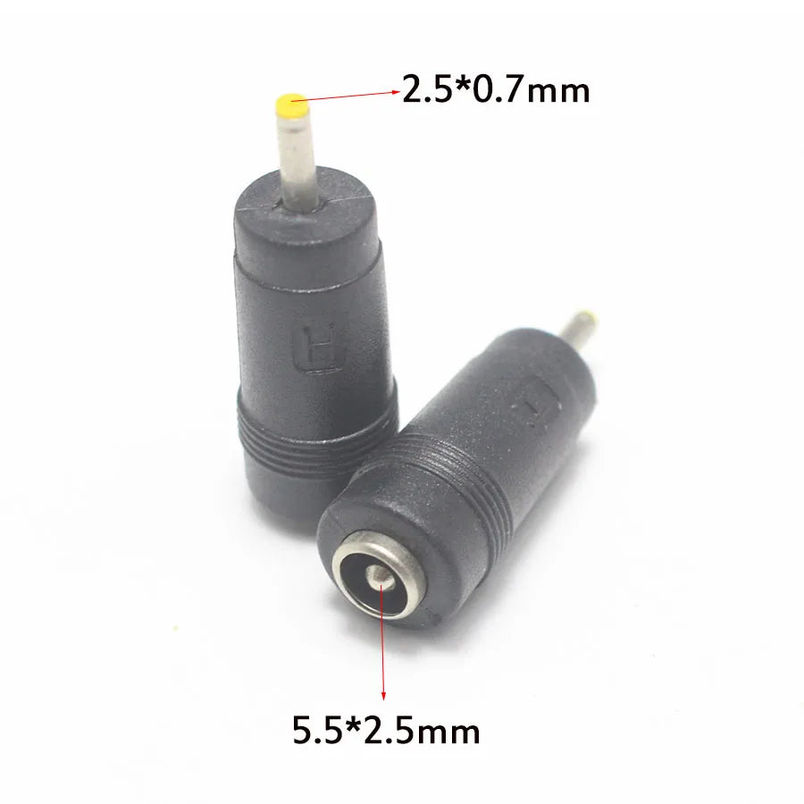 1/2/5pcs 2.5 X 0.7 mm Male to 5.5x2.1/5.5x2.5 Female Socket Jack DC Power Connector Adapter Laptop 5.5*2.1/5.5*2.5 to 2.5*0.7mm
