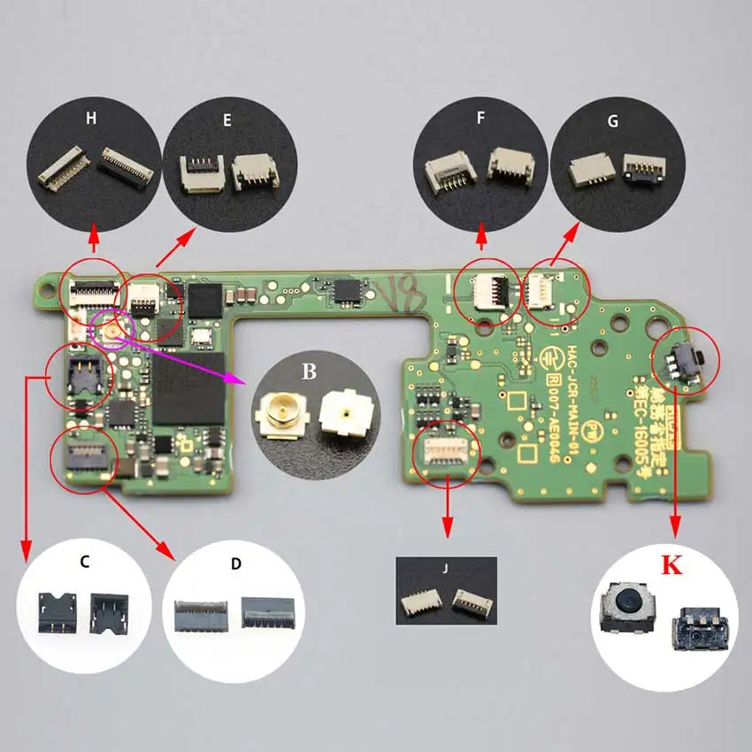 JCD 2 Piece FPC Connector For Switch NS Joy Con PCB Board Flex Cable Connector Socket Clip Spare Parts