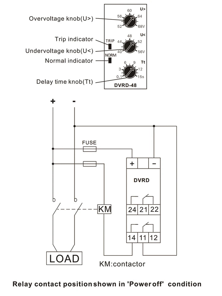GINRI DVRD-48 Adjustable 48V DC Over and  Under Voltage Monitoring Protection Relay Voltage Relay
