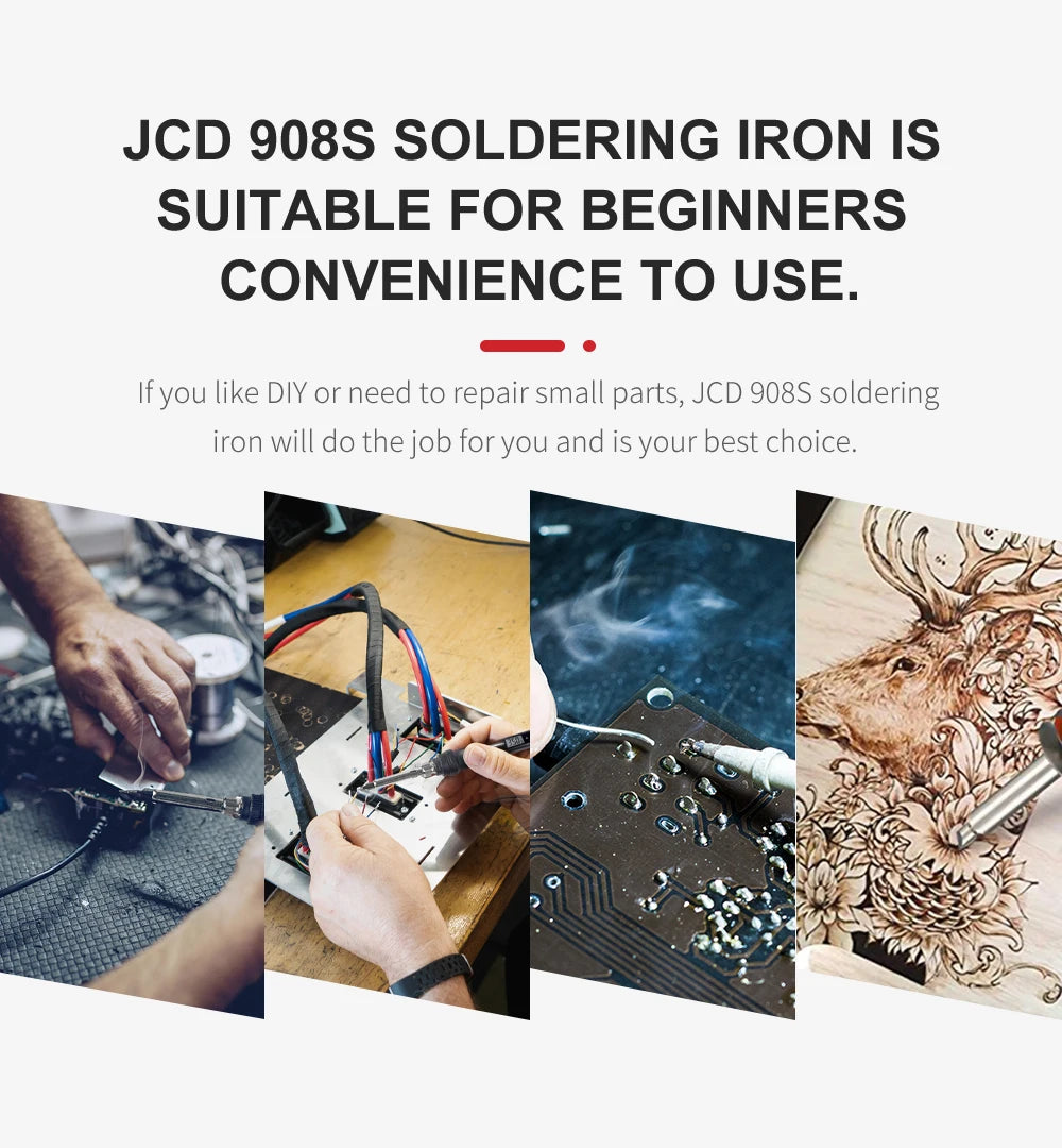 JCD 220V 80W LCD Electric Soldering Iron 908S Adjustable Temperature Soldering Iron with Quality Soldering Iron Tips and Kits