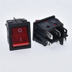 5pcs 30A 250V KCD2 KCD4 Rocker Switch DPST 4 Pin 6Pin Red Lighted 120V Rocker Toggle Switch ON Off Heavy Duty 22*29 High voltage