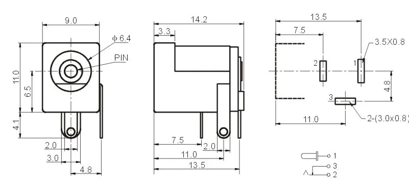 10Pcs/Lot DC-005 PCB Mount 5.5 X 2.1/2.5 mm Female DC Power Jack Plug Socket Connector DC005 Black 5.5*2.1/2.5MM