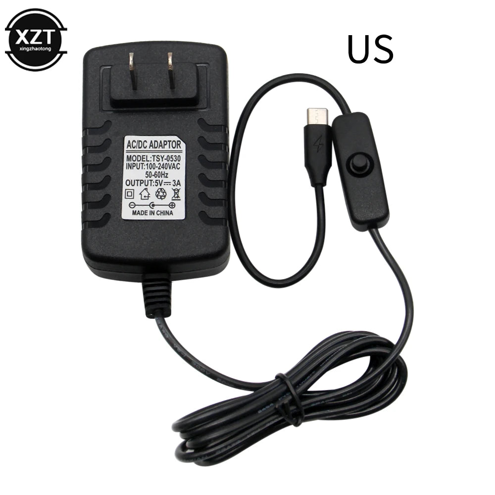 Raspberry Pi 4 Type-C Power Supply 5V 3A Power Adapter With ON/OFF Switch EU US AU UK Plug Charger for Raspberry Pi 4 Model B