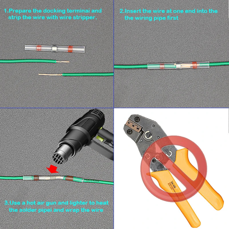 Heat Shrinkable Wire Connectors 50PCS SST21 Waterproof Sleeve AWG22-18 Butt Electrical Splice Tinned Solder Seal Terminal
