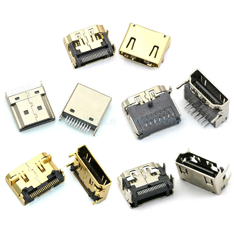 5/10Pcs 19Pin SMD HDMI Socket Vertical Right Angle HD Interface Surface Mount PCB Receptacle Connector for Repair