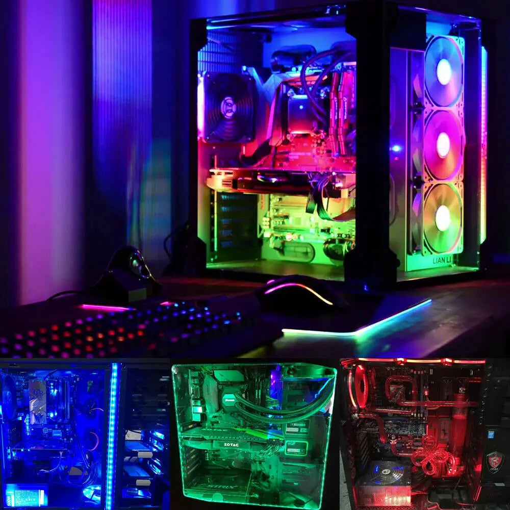 12V 4 Pin RGB Gaming PC Led Strip Light 5050 RGB Tape For Aura Sync MSI Mystic Light Motherboard Control Computer Case Backlight