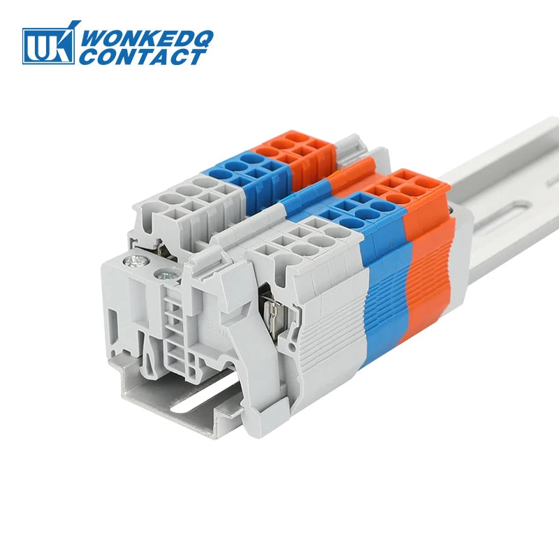 PT10-PE Push-in Ground Feed Through Din Rail Terminal Block 10mm² Protective Earth Plug Wire Electrical Connector PT 10-PE