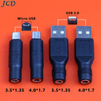 JCD 1pcs 3.5x1.35 4.0x1.7mm DC Power Female to Micro USB 2.0 Male Plug Connector Adapter for Smartphone Tablet Charger Converter