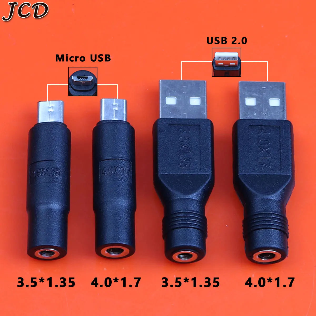 JCD 1pcs 3.5x1.35 4.0x1.7mm DC Power Female to Micro USB 2.0 Male Plug Connector Adapter for Smartphone Tablet Charger Converter