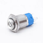 12 16 19 22 mm Metal Push Button Switch with Wire On Off PC Power High Head 12v for Car Momentary Latching Fixed Blue 5V 220V