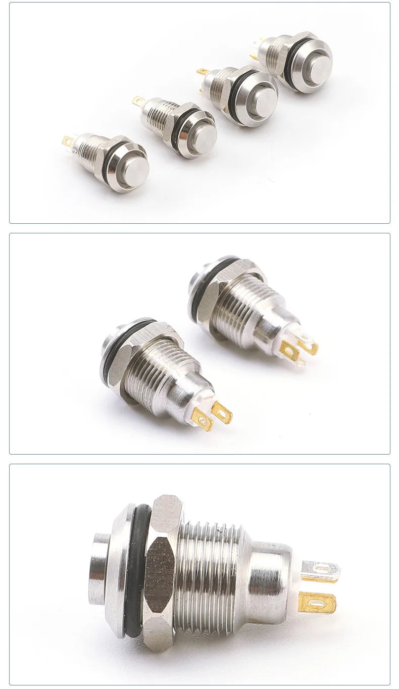 8MM 10MM 12MM 16MM Metal Button Switch Self Lock Button High Head Self Lock Switch 1 Normally Open Waterproof Antirust