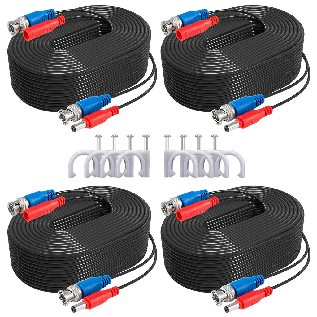 ANNKE 4PCS A Lot 30M 100 Feet BNC Video Power Cable For CCTV AHD Camera DVR Security System Black Surveillance Accessories