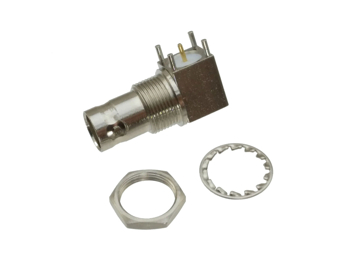 1Pcs Connector BNC female jack Nut bulkhead right angle solder PCB mount RF Coaxial Wire Terminals
