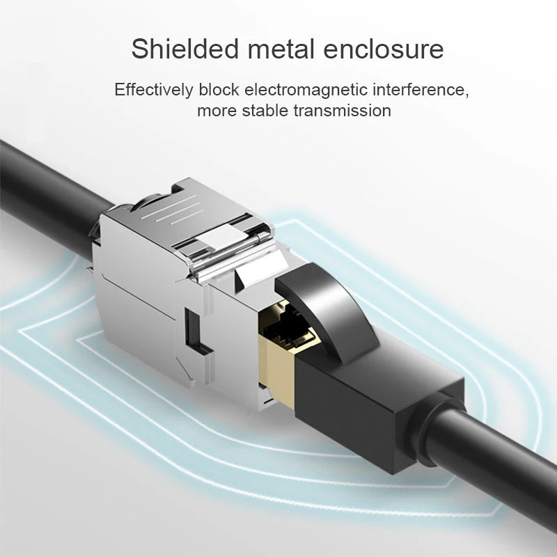 RJ45 Keystone Jack Module CAT8 Cat7 CAT6A Tool-Less STP Shielded Self-Locking CAT6 CAT5E Zinc Alloy Network Coupler Adapter