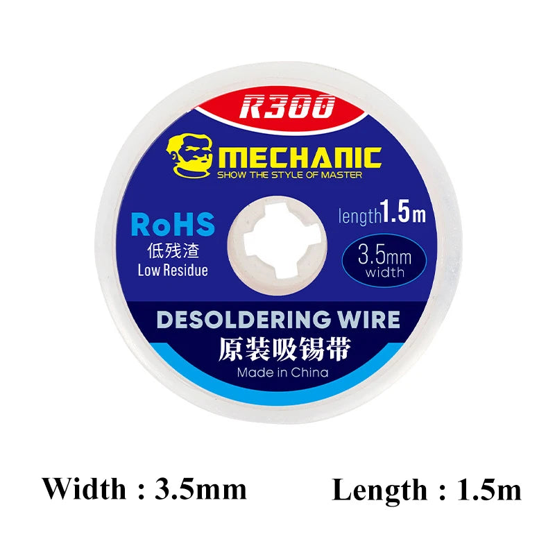 5pcs/lot MECHANIC Desoldering Braid 1.0/1.5/2.0/2.5/3.0/3.5/4.0mm 1.5M Length Welding Solder Remover Wick Wire BGA Repair Tools