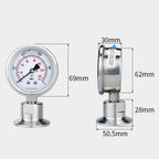 Manometer Bar/psi 1.5 inch (50.5mm)  2''  (64mm) Tri Clamp Diaphragm Pressure Gauge SS304 Stainless Steel Body SS316 Diaphragm