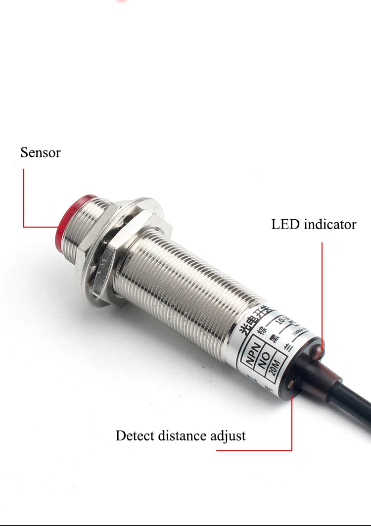 Waterproof Reflective Laser Photoelectric Switch Sensor Detector 20m Distance NPN PNP Output For Barrier Gate Alarm