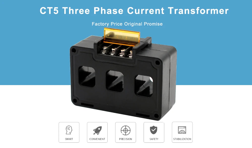 CT5 Three Phase Current Transformer 50/5A 100/5A 200/5A 300/5A 3 IN 1 AC Sensor CT Working with CM1 MCCB