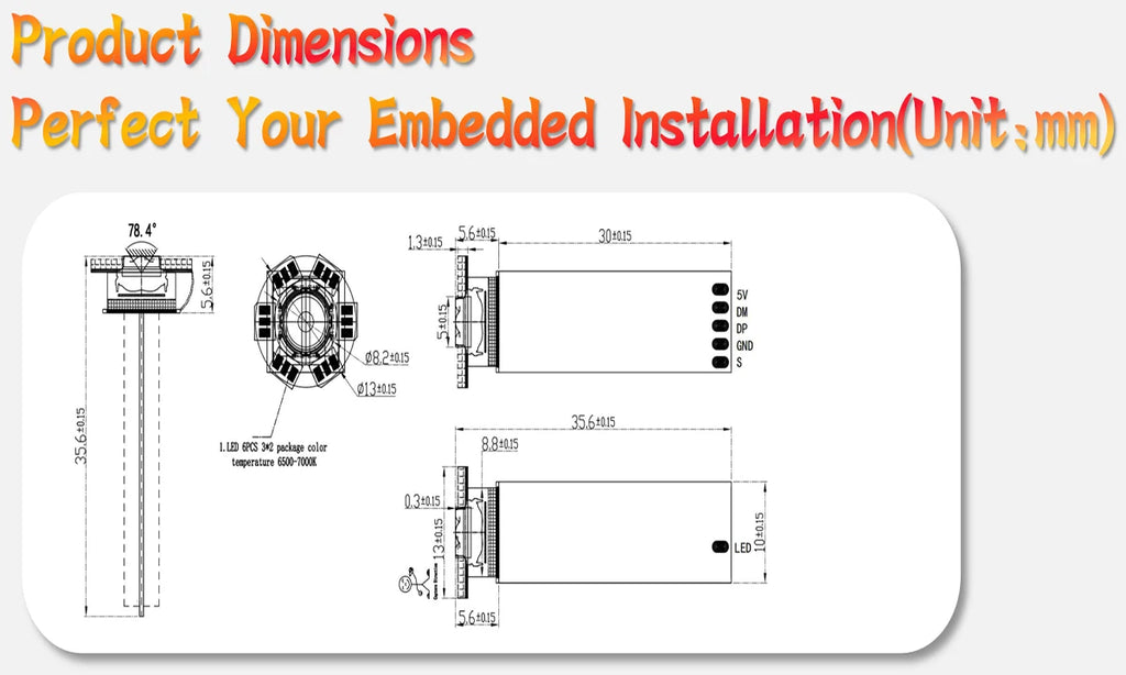 IMX298 16MP HD USB Camera Module Autofocus 78.4° UVC-compliant, Plug And Play With Led Light For Industrial Inspection