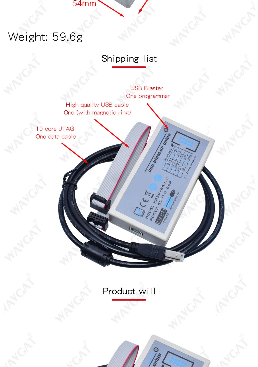 FT245+CPLD USB Blaster Download Cable FPGA / CPLD Downloader Altera High Speed Download Cable USB Type-B Interface Cable
