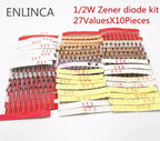1/2w 0.5W Zener Diode Kit 2.4v-33V 14values or 27valuesX10Pieces Assorted Assortment Set New electronic diy kit DO-35 BZX55C