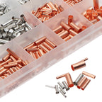 970pcs Copper Connecting Pipe Wire Joint Small Copper Tube Terminal Cable Lug Bootlace Ferrule Kit With Heat Shrink Tube Plier