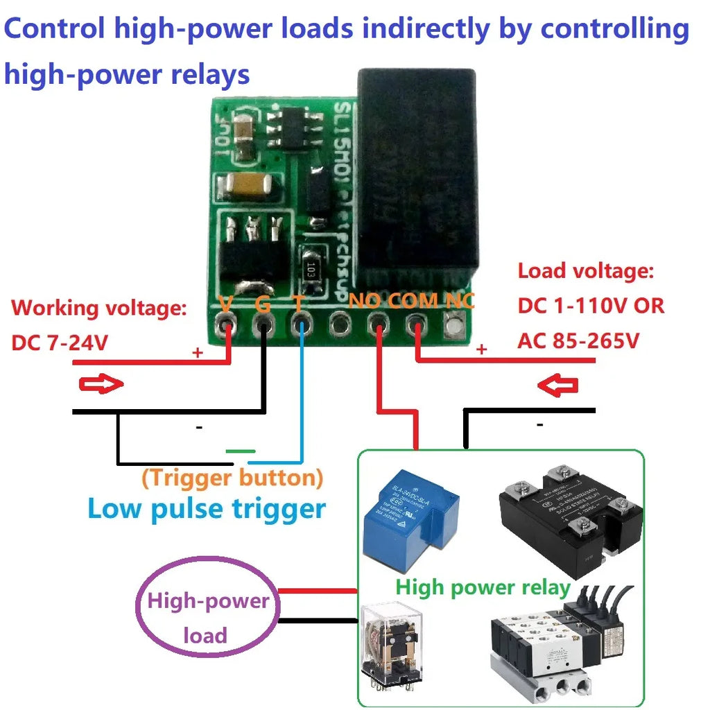DC 12V 2A Mini 1ch Bistable Self-locking Relay Module Flip-Flop Latch Switch Board for LED Motor Solenoid Valve