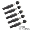 10Pcs (5Pairs) DC022 5.5 x 2.1mm 12V 3A DC Power Socket Plastic Male Plugs Female Socket Panel Mount Jack 5.5*2.1M Connector