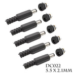 10Pcs (5Pairs) DC022 5.5 x 2.1mm 12V 3A DC Power Socket Plastic Male Plugs Female Socket Panel Mount Jack 5.5*2.1M Connector