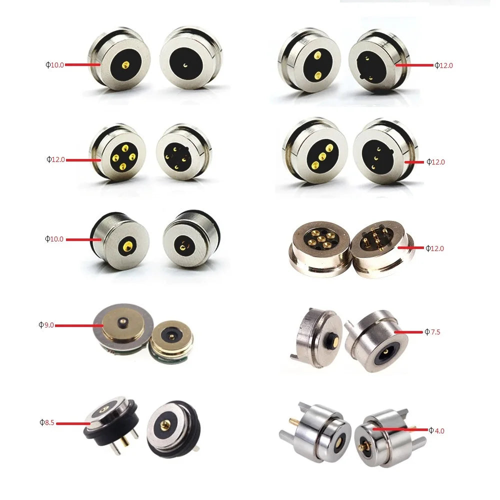 1/3/5 Pair Circular Shape Magnetic Pogo Pin Connector 1 2 3 4 5 Pole Male Female Probe DC Power Charging Round Profile