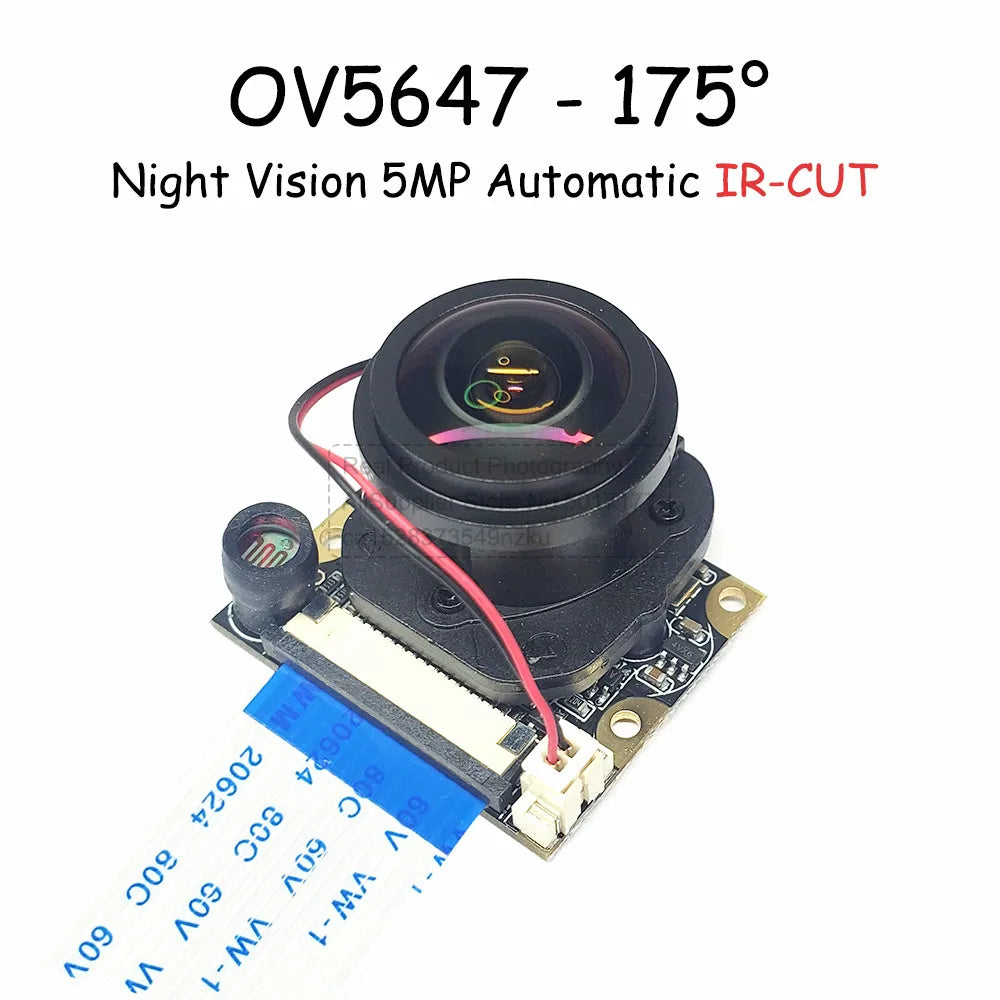OV5647 Camera for Raspberry PI 4B 3B+ B Type Large Lens 75 175 Degree Night Vision Automatic Switching IR-CUT HD 5MP 1080P
