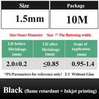 10 METER/LOT BLACK 1/2/3/4/5/6/8/10/10/12/14/16/18/20mm Heat Shrink Tubing Flame Retardant Tube Kit Insulation Tubing Wire Cable