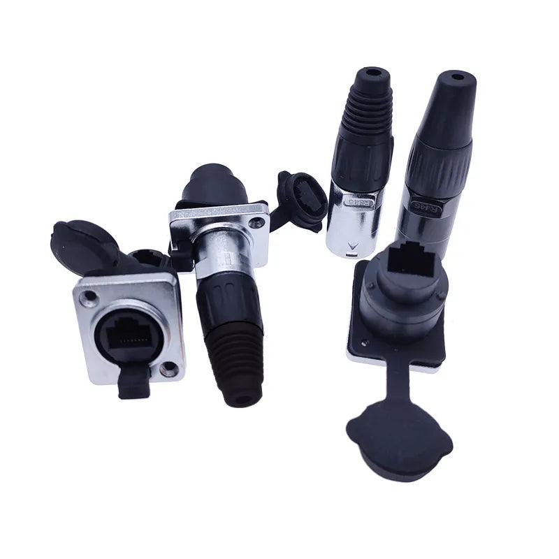 RJ45 Waterproof Connector Plug D Type Panel Mount Socket IP65 Ethernet Connectors