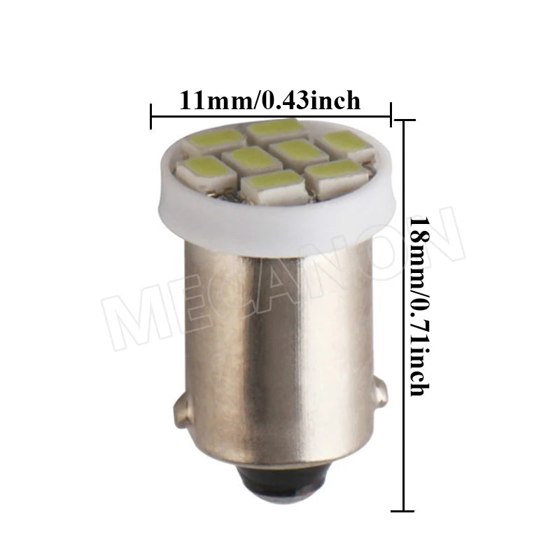 50pcs AC DC 6.3V 6V BA9S T4W Non Polar No Ghosting Pinball Game Machine LED Light Bulb Anti Flickering 8SMD 1206 White Green Red