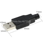 10PCS Type A Male Female USB 4 Pin Plug Socket Connector With Black Plastic Cover Type-A DIY Kits