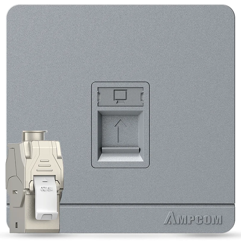 AMPCOM Wall Faceplate with CAT8 40Gbps STP Keystone Jack, RJ45 Self-Locking Zinc Alloy Module With 86mm Wall Plate