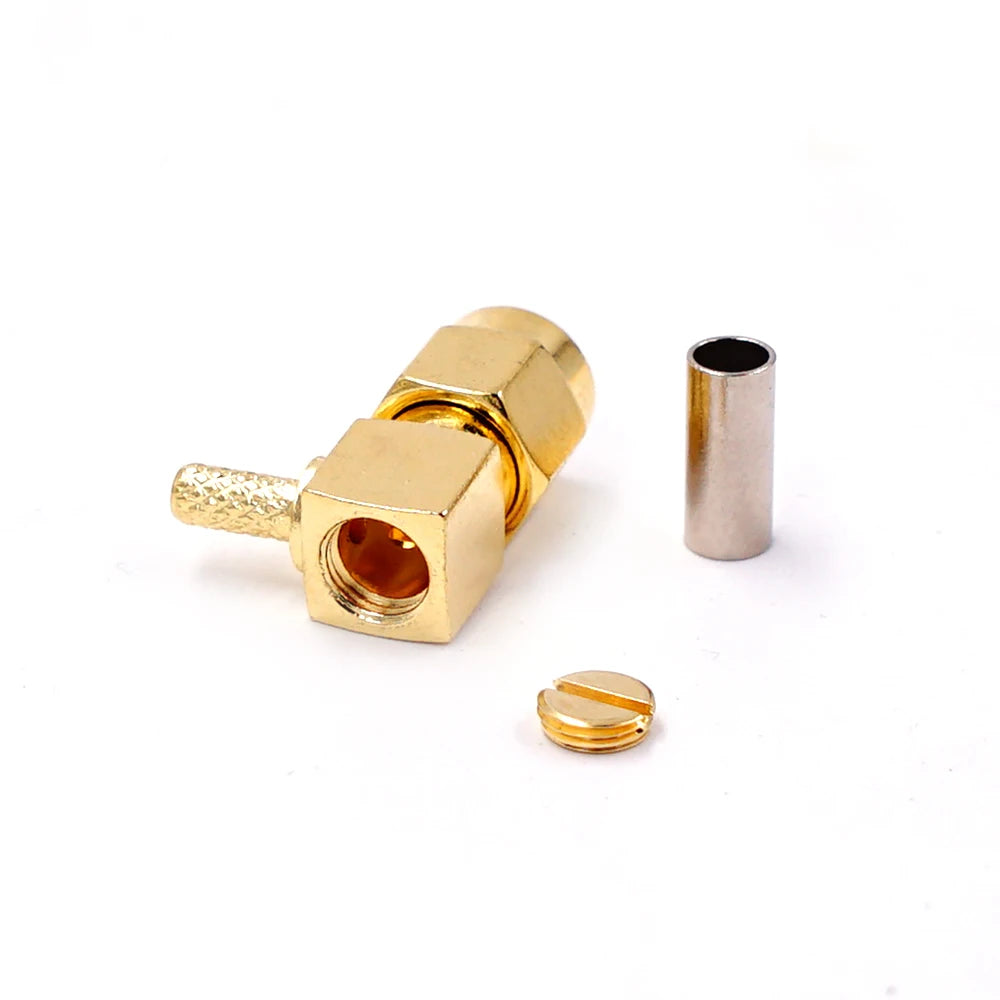10pcs RF Connector SMA Male Plug Or RP-SMA Male Right Angle Crimp for RG174 RG179 RG178  RG316 LMR100 Cable