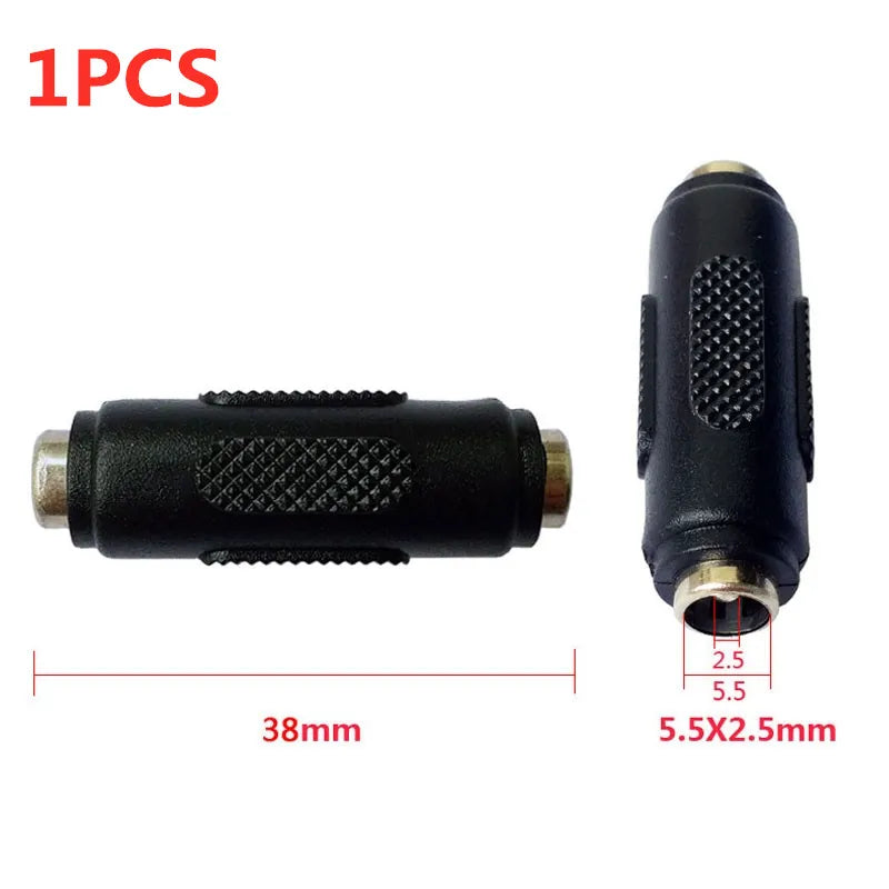 DC Conversion Head Jack Double Male to Male 5.5*2.5MM / 5.5X2.5mm Female to Female Panel Mounting Adapter Connector Plug